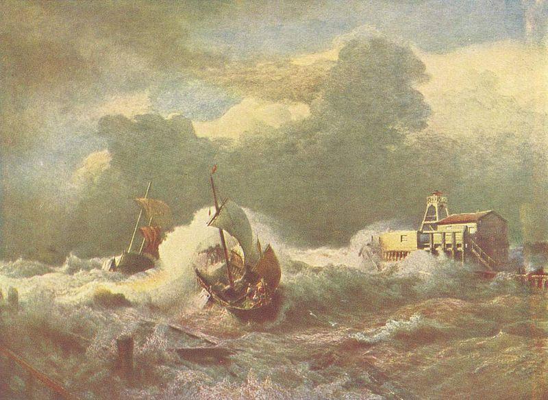 Andreas Achenbach Leuchtturm bei Ostende oil painting image